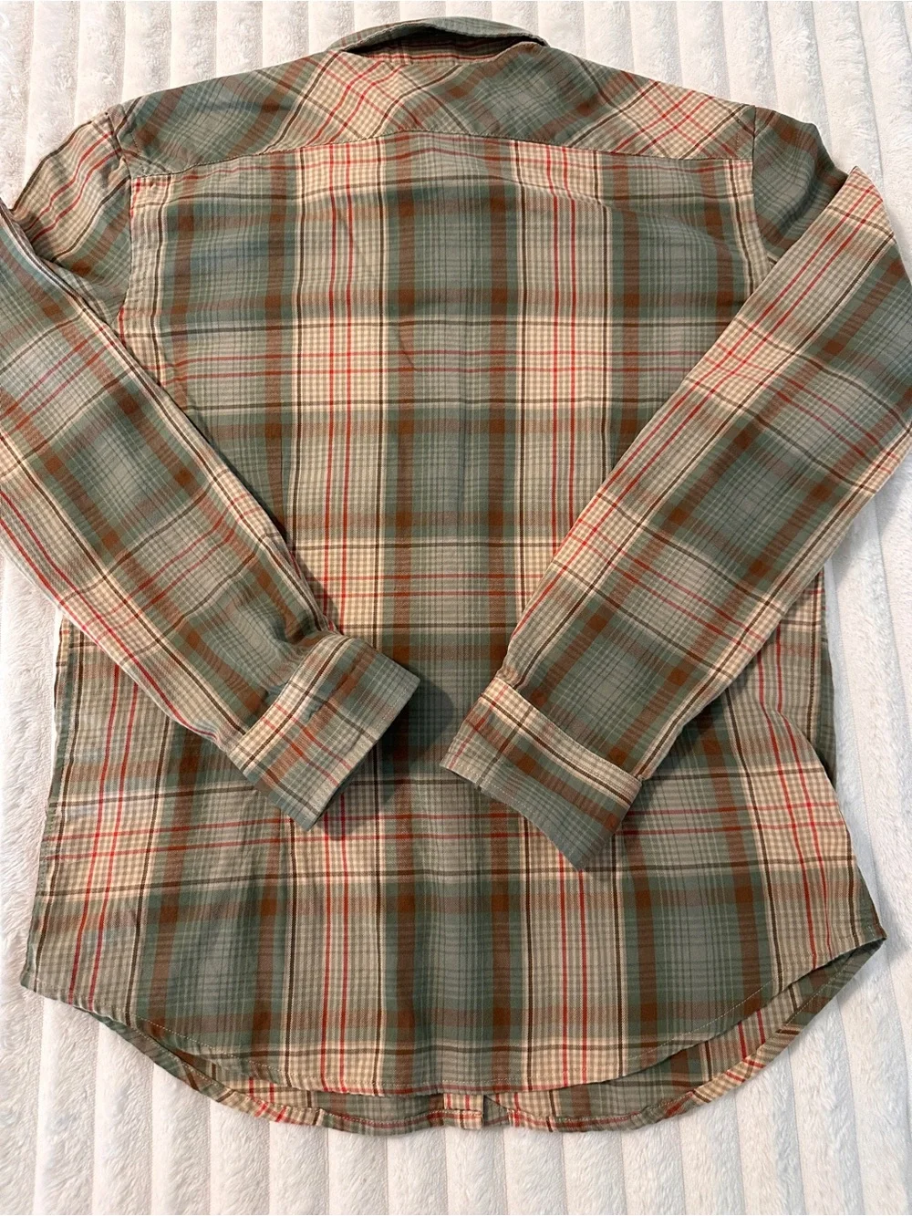 VINTAGE Ralph Lauren Chaps Men's Plaid Cotton Shirt in Olive and Tan